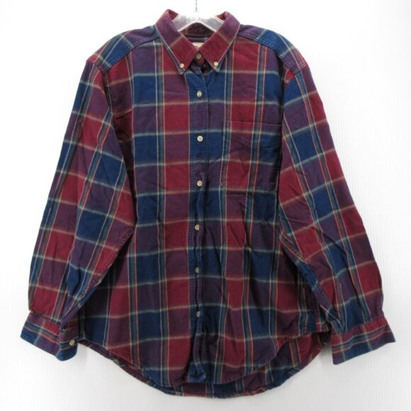 VINTAGE LL Bean Top Large Flannel Shirt Button Up Plaid 90s USA - Picture 1 of 10